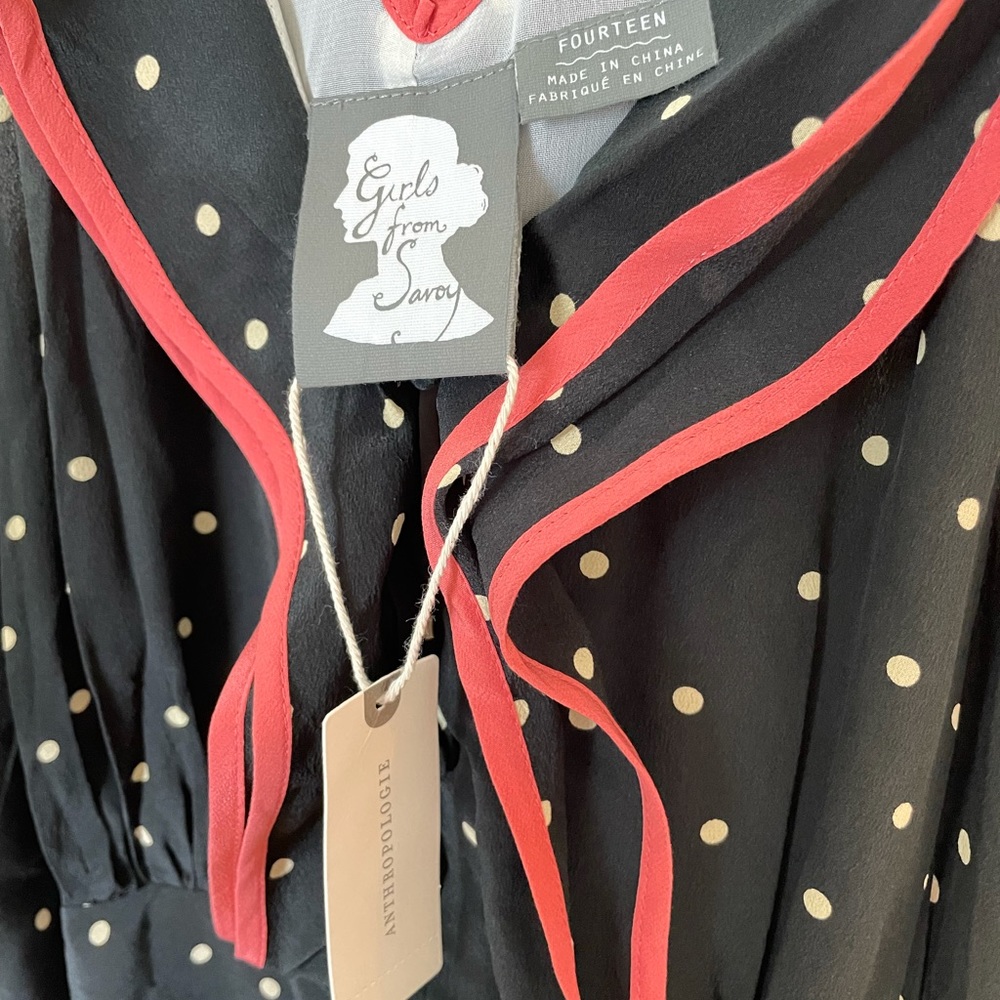 Anthropologie Polka Dot Retro Romantic Dress 14 - Picture 5 of 12
